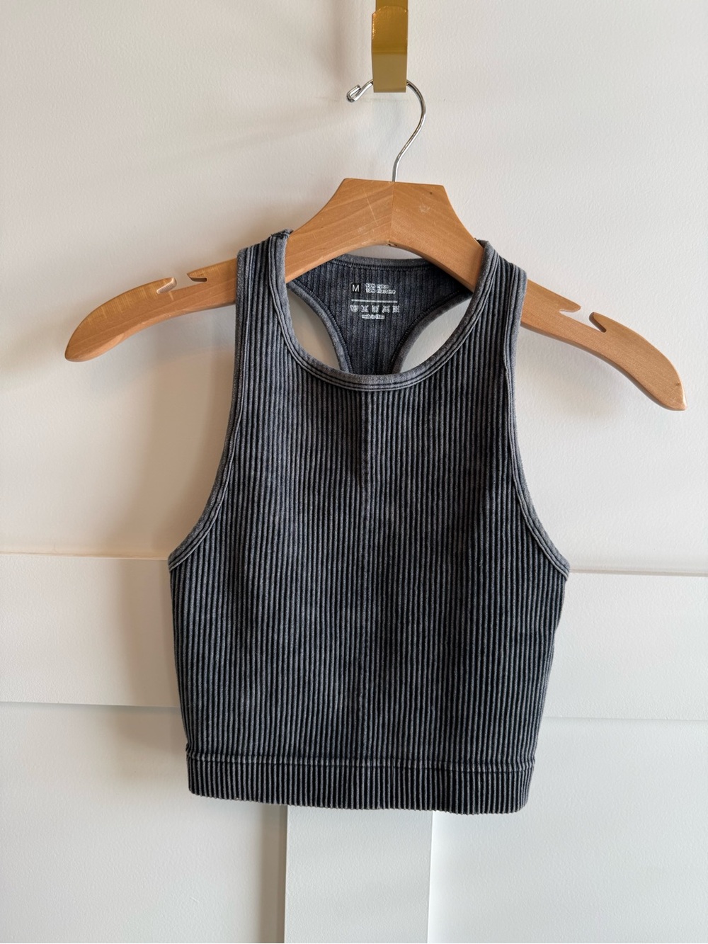 Ribbed Black Crop Tank Top - Unbranded